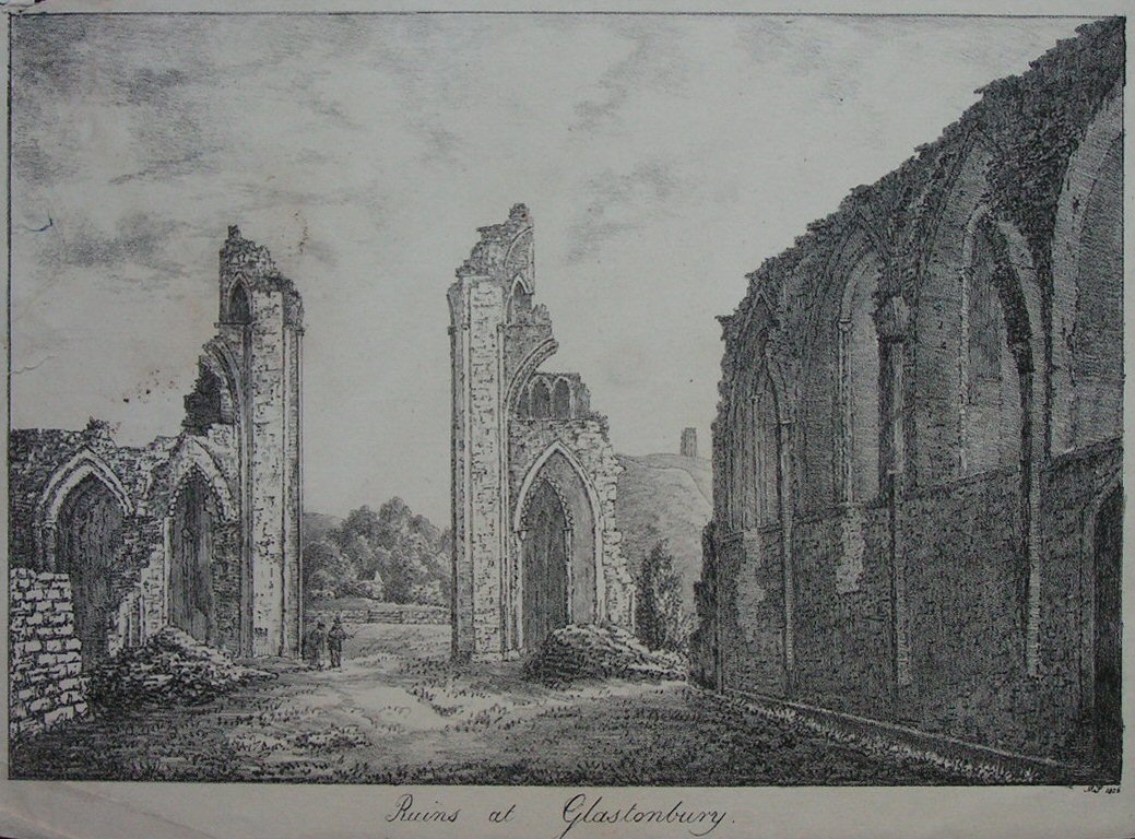 Lithograph - Ruins at Glastonbury - 